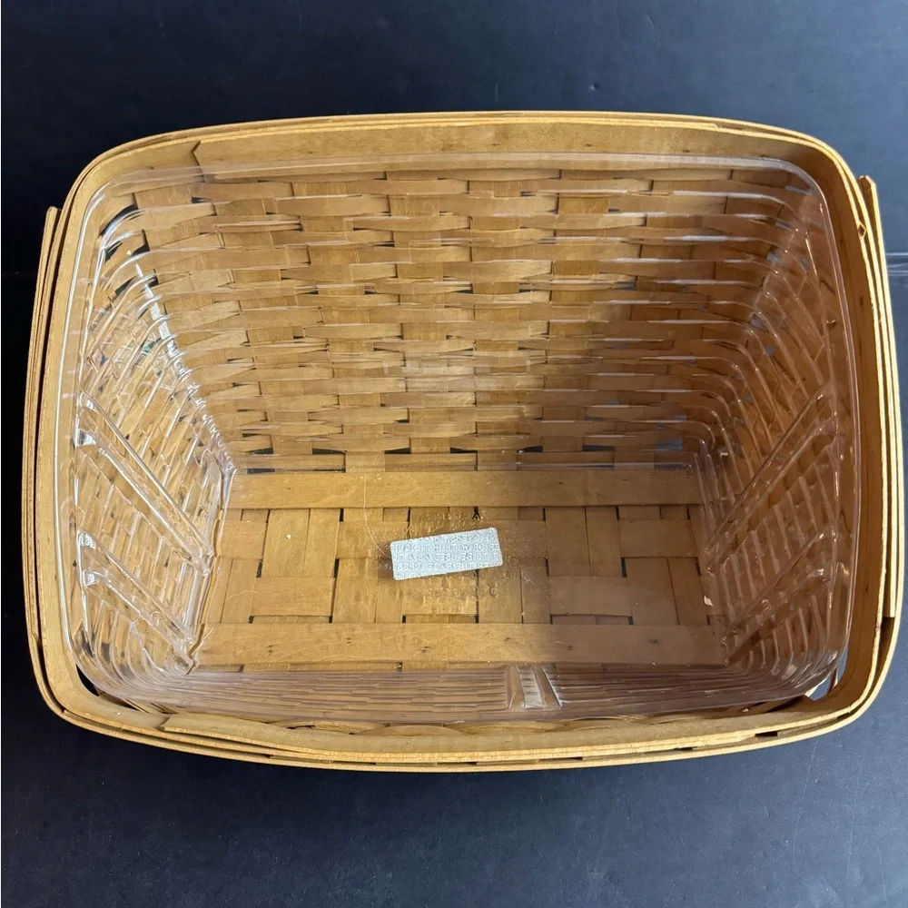 Vtg Signed Longaberger desk organizer with plastic insert and 2 dividers.